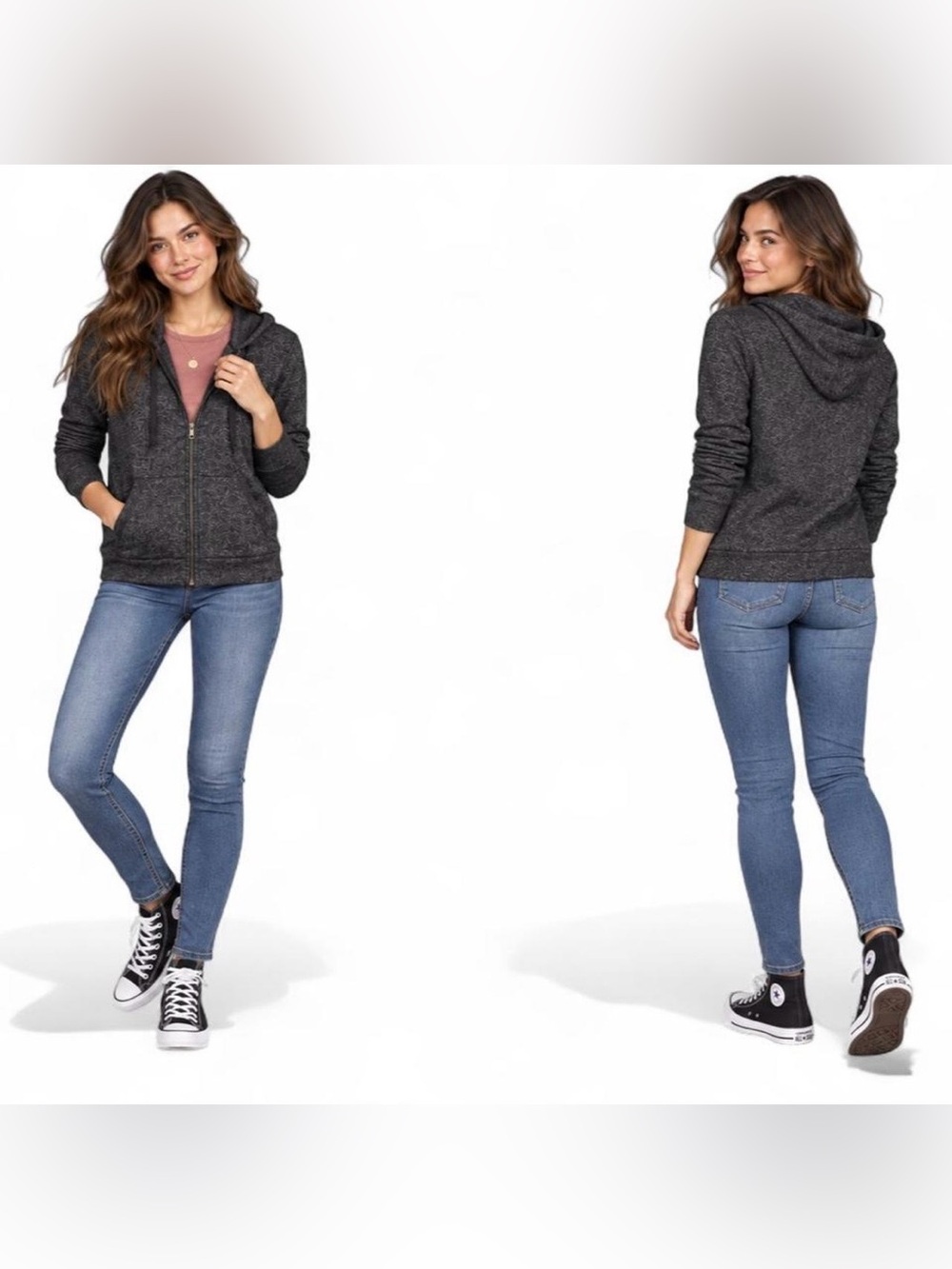 American Eagle Outfitters Charcoal Zip Hoodie